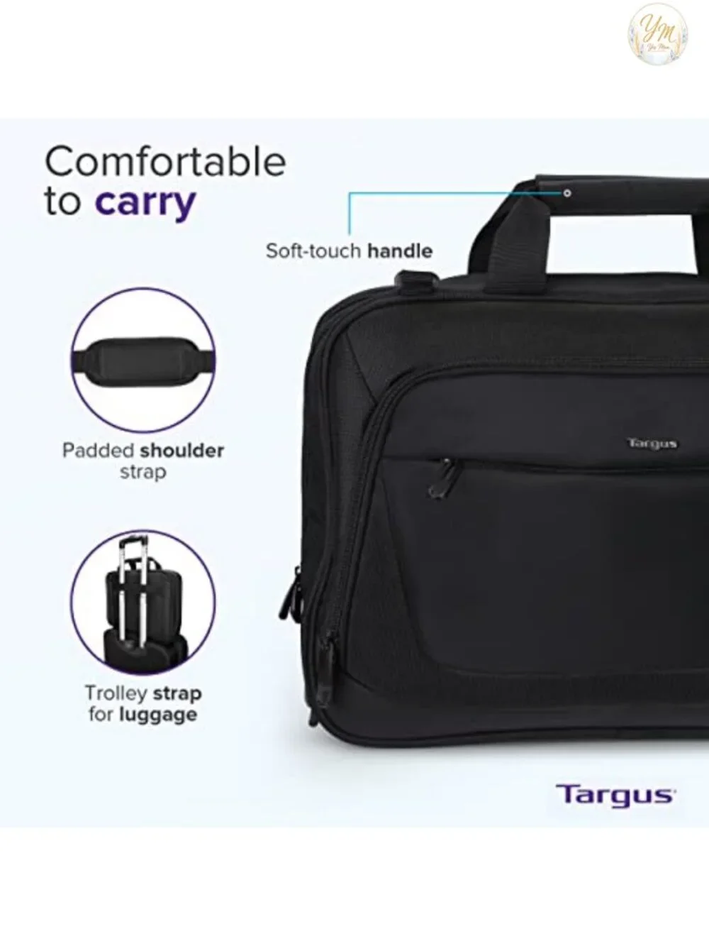 Laptop Briefcase Shoulder Messenger Bag for 15.6-Inch, Polyester, Padded Strap